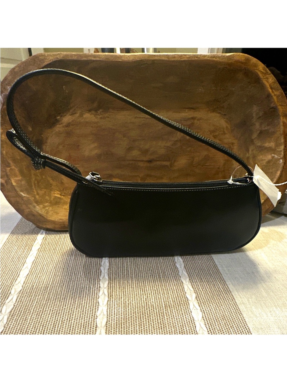 NWT Vintage Liz Claiborne Y2K Black Baguette Bag Mini Shoulder Purse Pink Lining